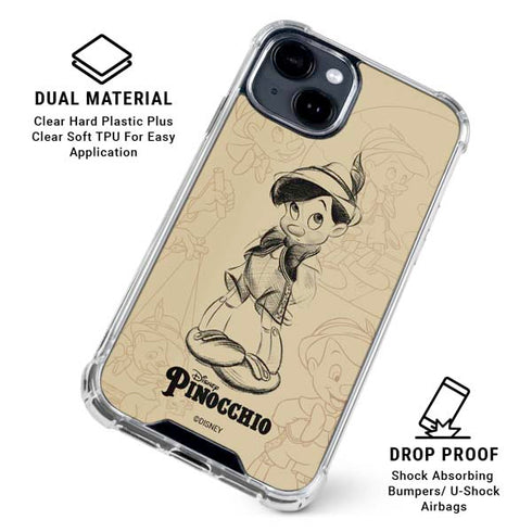 Disney Pinocchio Sketches Portrait iPhone 15 Clear Case