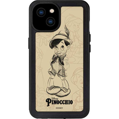 Disney Pinocchio Sketches Portrait iPhone 15 Plus Waterproof Case