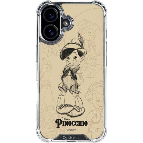 Disney Pinocchio Sketches Portrait iPhone 16 Clear Case