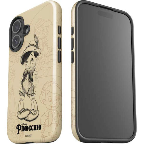 Disney Pinocchio Sketches Portrait iPhone 16 Impact Case