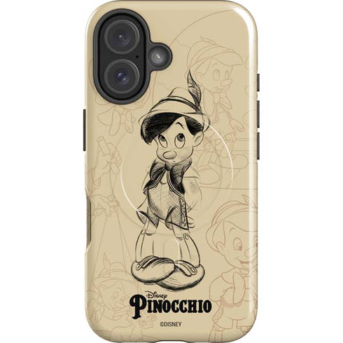 Disney Pinocchio Sketches Portrait iPhone 16 Magsafe Impact Case