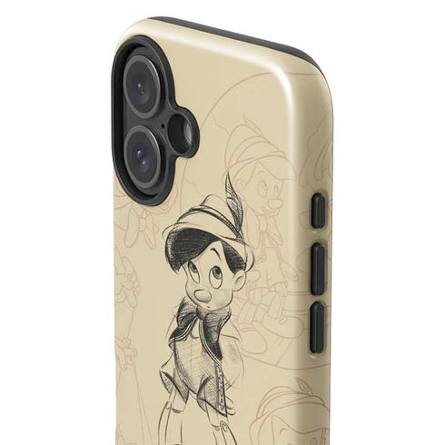 Disney Pinocchio Sketches Portrait iPhone 16 Plus Impact Case