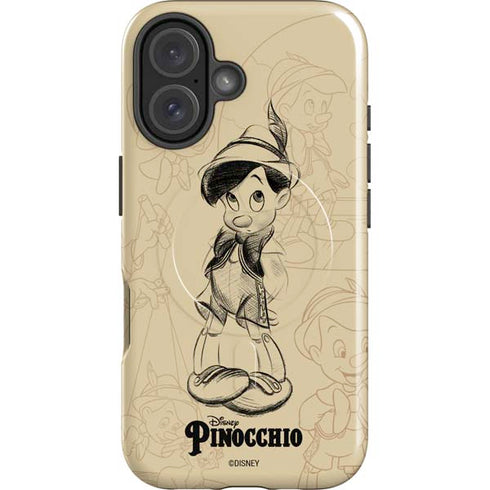 Disney Pinocchio Sketches Portrait iPhone 16 Plus Magsafe Impact Case