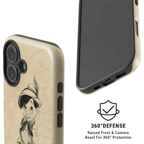 Disney Pinocchio Sketches Portrait iPhone 16 Plus Magsafe Impact Case