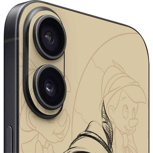 Disney Pinocchio Sketches Portrait iPhone 16 Plus Skin
