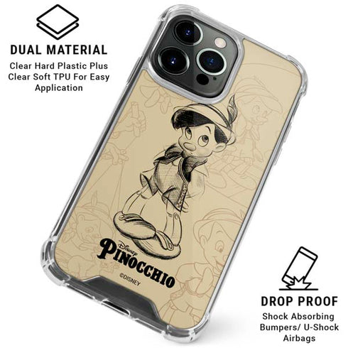 Disney Pinocchio Sketches Portrait iPhone 16 Pro Clear Case