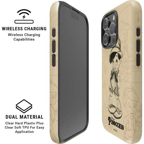 Disney Pinocchio Sketches Portrait iPhone 16 Pro Magsafe Impact Case