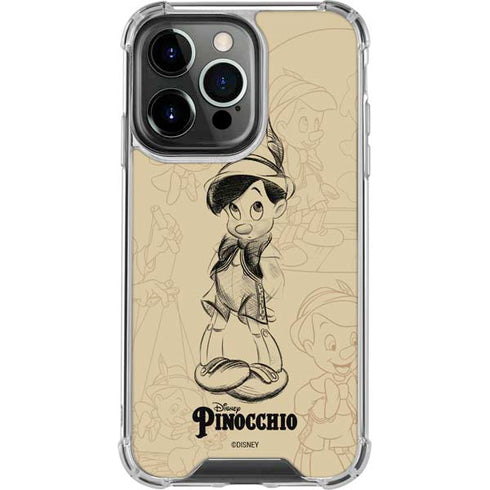 Disney Pinocchio Sketches Portrait iPhone 16 Pro Max Clear Case