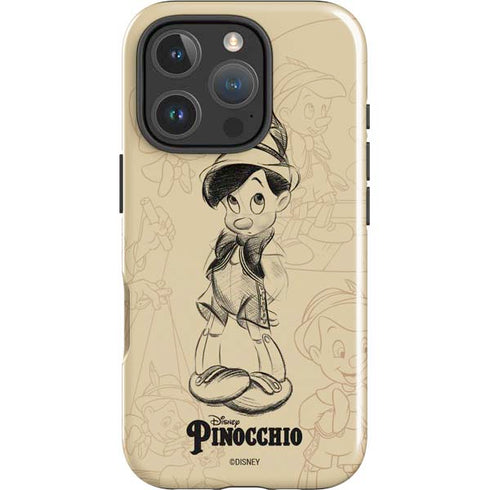 Disney Pinocchio Sketches Portrait iPhone 16 Pro Max Impact Case