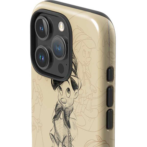 Disney Pinocchio Sketches Portrait iPhone 16 Pro Max Impact Case