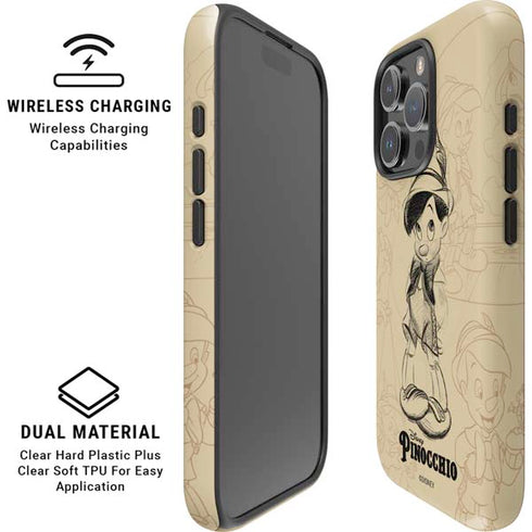 Disney Pinocchio Sketches Portrait iPhone 16 Pro Max Magsafe Impact Case