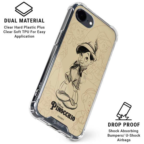 Disney Pinocchio Sketches Portrait iPhone 16e Clear Case