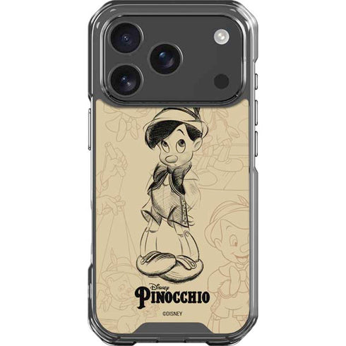 Disney Pinocchio Sketches Portrait iPhone 18 Pro Clear Case