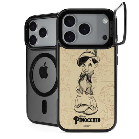 Disney Pinocchio Sketches Portrait iPhone 18 Pro Max Kickstand Case
