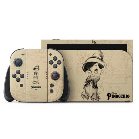 Disney Pinocchio Sketches Portrait Nintendo Switch 2 (2025) with Joy-Con Skin