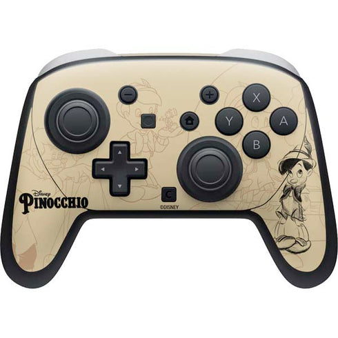 Disney Pinocchio Sketches Portrait Nintendo Switch 2 (2025) Pro Controller Skin