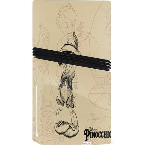 Disney Pinocchio Sketches Portrait PS5 Pro Disk Console Skin