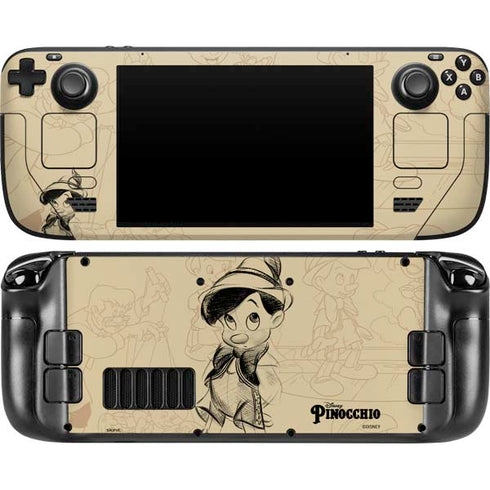 Disney Pinocchio Sketches Portrait Steam Deck Handheld Gaming Computer OLED Skin