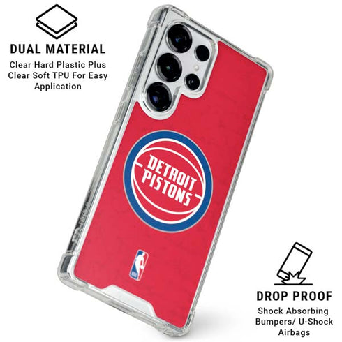 NBA Detroit Pistons Distressed Galaxy S26 Ultra Clear Case