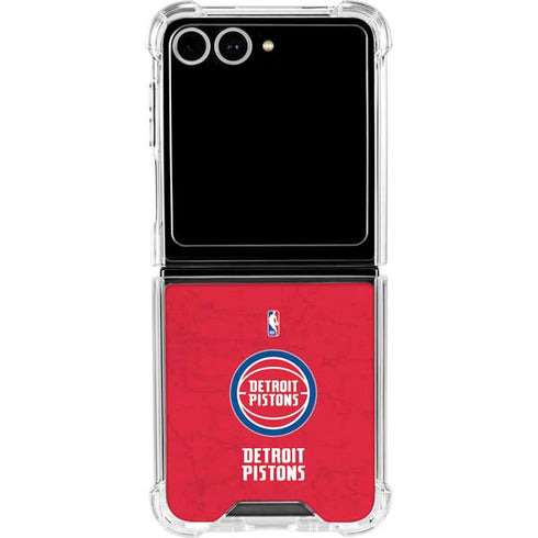 NBA Detroit Pistons Distressed Galaxy Z Flip7 Clear Case
