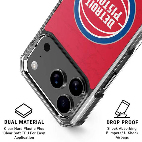 NBA Detroit Pistons Distressed iPhone 17 Pro Max Clear Case