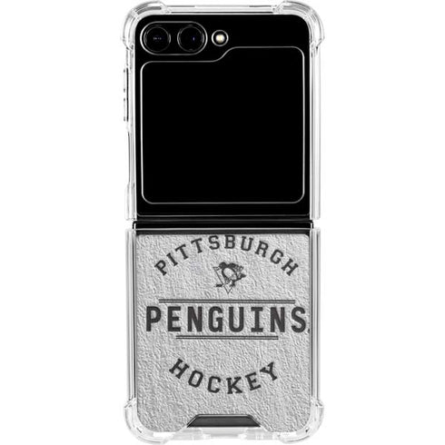 NHL Pittsburgh Penguins Black Text Galaxy Z Flip6 Clear Case