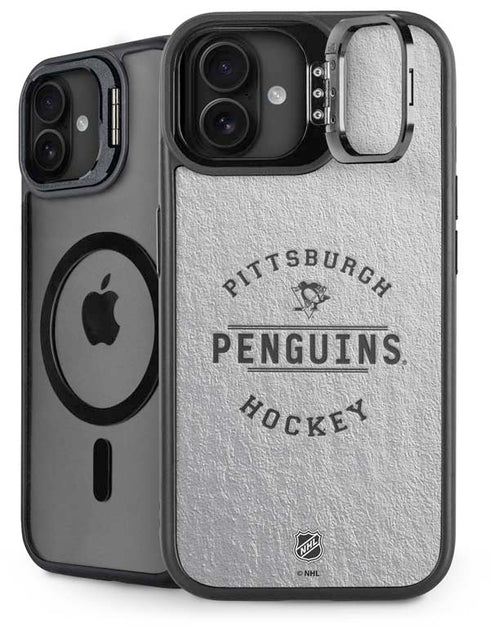 NHL Pittsburgh Penguins Black Text iPhone 16 Plus Kickstand Case