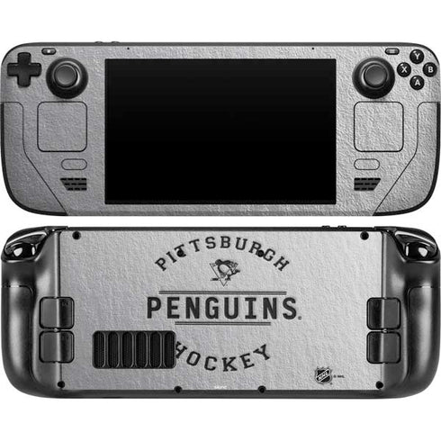 NHL Pittsburgh Penguins Black Text Steam Deck Handheld Gaming Computer OLED Skin