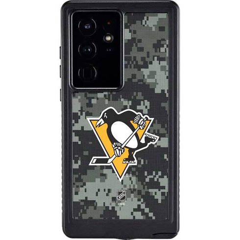 NHL Pittsburgh Penguins Camo Galaxy S24 Ultra Waterproof Case