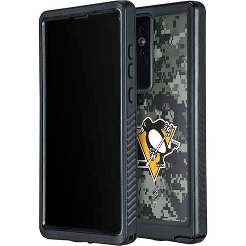 NHL Pittsburgh Penguins Camo Galaxy S24 Ultra Waterproof Case