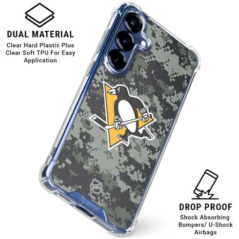 NHL Pittsburgh Penguins Camo Galaxy S25 Clear Case