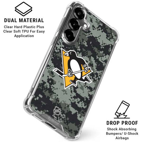 NHL Pittsburgh Penguins Camo Galaxy S26 Clear Case