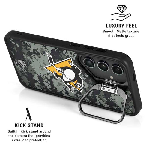 NHL Pittsburgh Penguins Camo Galaxy S26 Plus Kickstand Case
