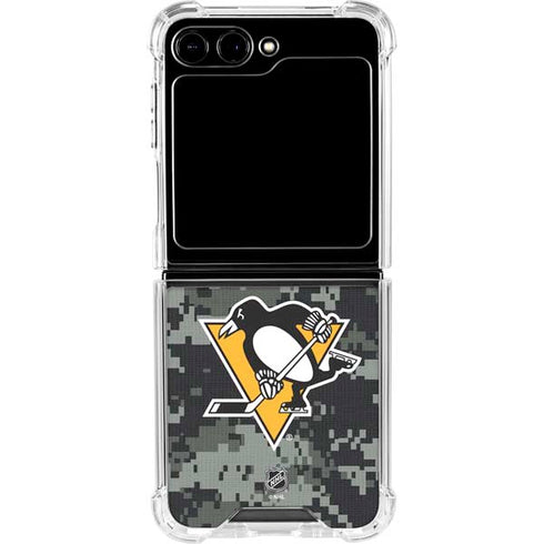 NHL Pittsburgh Penguins Camo Galaxy Z Flip6 Clear Case