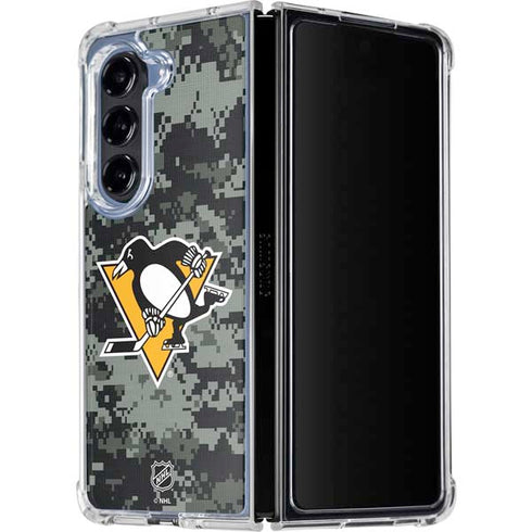 NHL Pittsburgh Penguins Camo Galaxy Z Fold5 5G Clear Case