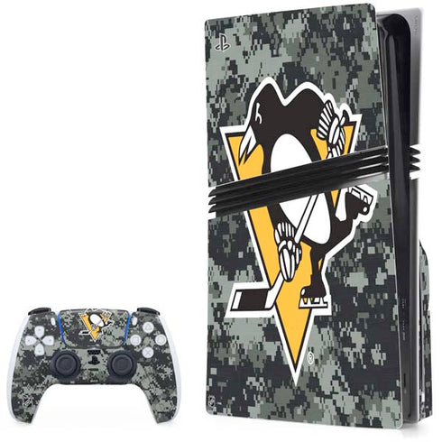 NHL Pittsburgh Penguins Camo PS5 Pro Disk Bundle Skin