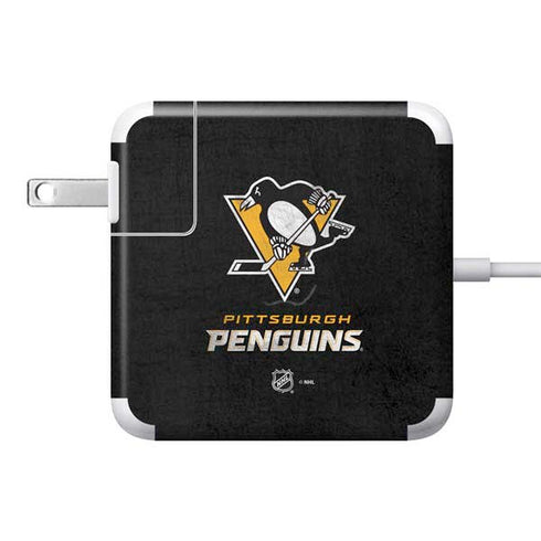 NHL Pittsburgh Penguins Distressed 85W Power Adapter (15 and 17 inch MacBook Pro Charger) Skin