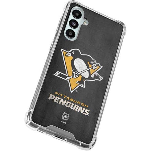 NHL Pittsburgh Penguins Distressed Galaxy A16 5G Clear Case