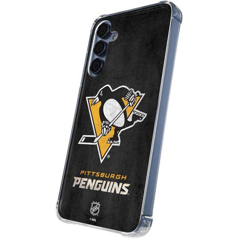 NHL Pittsburgh Penguins Distressed Galaxy A35 5G Clear Case