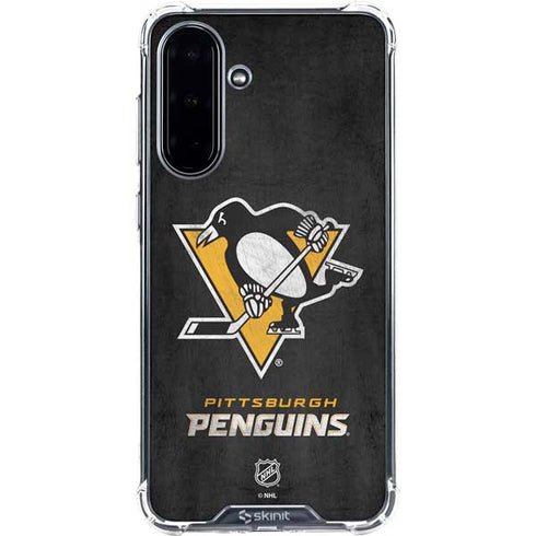 NHL Pittsburgh Penguins Distressed Galaxy A36 5G Clear Case