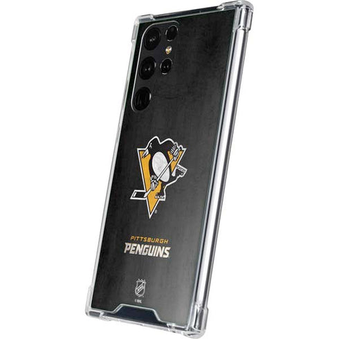 NHL Pittsburgh Penguins Distressed Galaxy S23 Ultra Clear Case