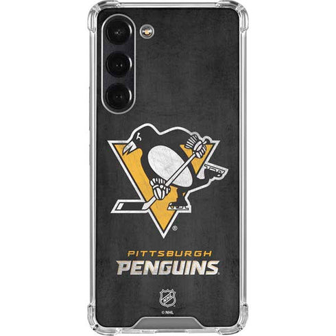 NHL Pittsburgh Penguins Distressed Galaxy S24 FE Clear Case