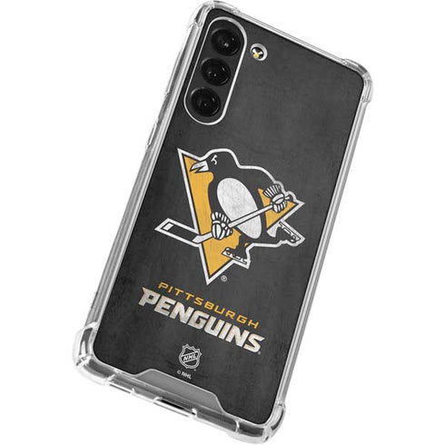 NHL Pittsburgh Penguins Distressed Galaxy S24 FE Clear Case