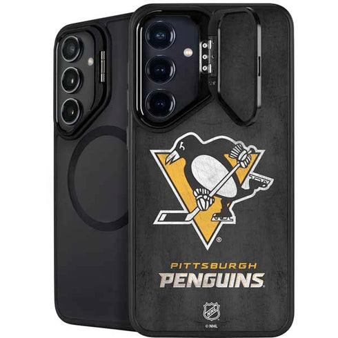 NHL Pittsburgh Penguins Distressed Galaxy S24 FE Kickstand Case