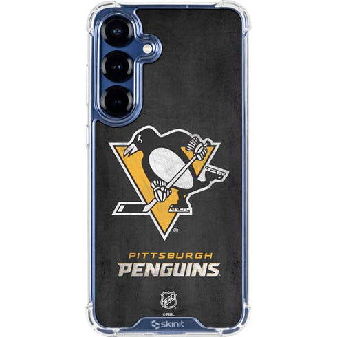 NHL Pittsburgh Penguins Distressed Galaxy S25 Clear Case