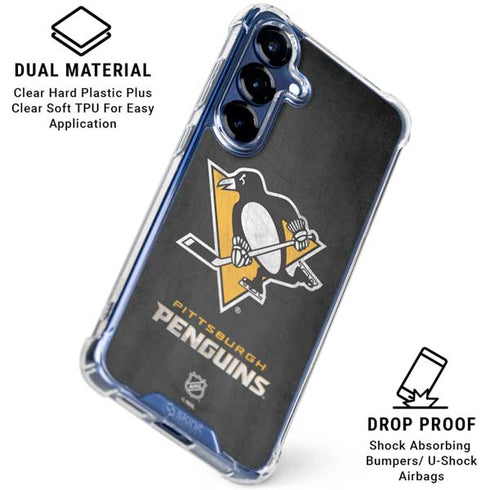 NHL Pittsburgh Penguins Distressed Galaxy S25 Clear Case
