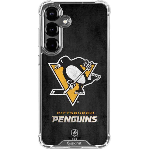NHL Pittsburgh Penguins Distressed Galaxy S26 Clear Case