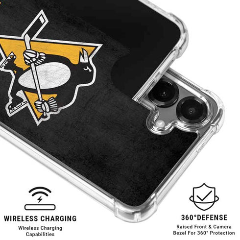 NHL Pittsburgh Penguins Distressed Galaxy S26 Plus Clear Case