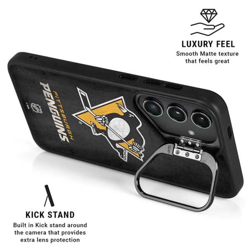 NHL Pittsburgh Penguins Distressed Galaxy S26 Plus Kickstand Case