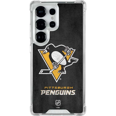 NHL Pittsburgh Penguins Distressed Galaxy S26 Ultra Clear Case